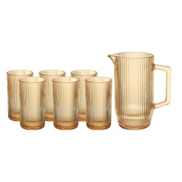 Jogo de Copos e Jarra de Vidro mbar Graffiato 7 Peas - Hauskraft