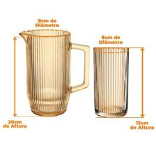 Jogo de Copos e Jarra de Vidro mbar Graffiato 7 Peas - Hauskraft