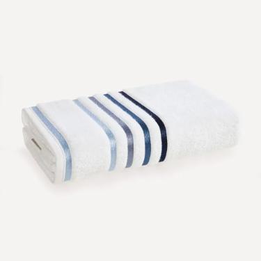 Toalha de banho Karsten Fio Penteado Lumina 70cm x140cm Branco/Azul