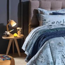 JOGO DE CAMA ESPACIAL CASAL100% ALGODO KARSTEN 220X240CM