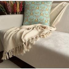 Manta Decorativa Para Sof E Cama King 2,55 X 2,35 Cor Bege