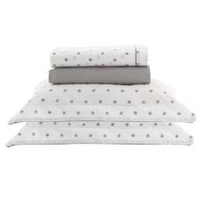 Jogo de Cama Casal Algodo Egpicio 200 Fios Kacyumara Vintage Poa Fendi 4 Pcs