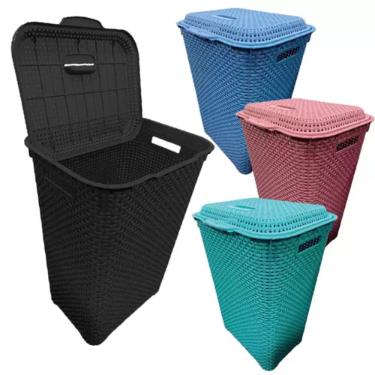 Cesto Organizador para Roupa Telado Rattan em Plstico 72 Litros