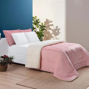 Coberdrom Queen Bia Enxovais Petit Po Dupla Face Manta 2,20x2,40cm Rose