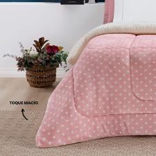 Coberdrom Queen Bia Enxovais Petit Po Dupla Face Manta 2,20x2,40cm Rose