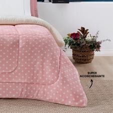 Coberdrom Queen Bia Enxovais Petit Po Dupla Face Manta 2,20x2,40cm Rose