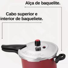 Panela de presso em alumnio Fechamento Externo 4,5L Vermelha