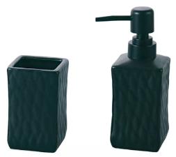 Kit para banheiro em cermica Trama preto com 02 peas- Wellmix
