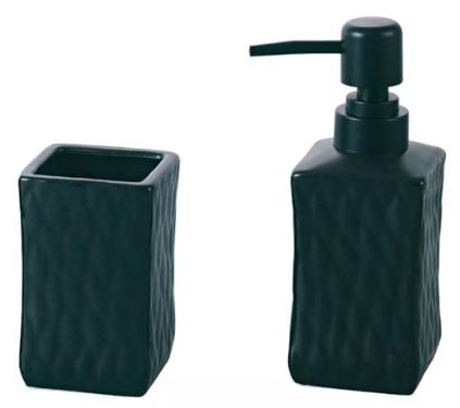 Kit para banheiro em cermica Trama preto com 02 peas- Wellmix