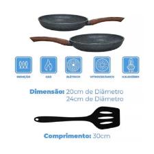 Jogo 2 frigideiras antiaderente Nanocermica Granito Lehav 20cm e 24cm