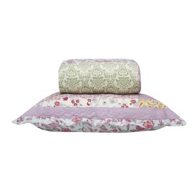 KIT COLCHA SOLTEIRO 2 PEAS PATCHWORK MICROFIBRA ROBERTA 180X250CM
