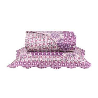 KIT COLCHA SOLTEIRO GRANDE 2 PEAS PATCHWORK MICROFIBRA KIRA 180X250CM