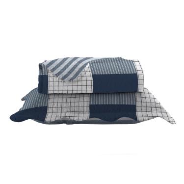 KIT COLCHA SOLTEIRO 2 PEAS PATCHWORK MICROFIBRA MASOALA 240X160CM