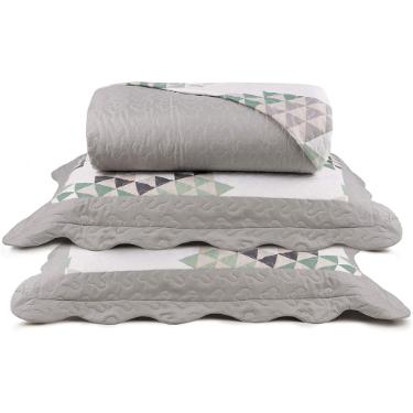 KIT COLCHA CASAL 3 PEAS PATCHWORK MICROFIBRA ISAAC 220X250CM